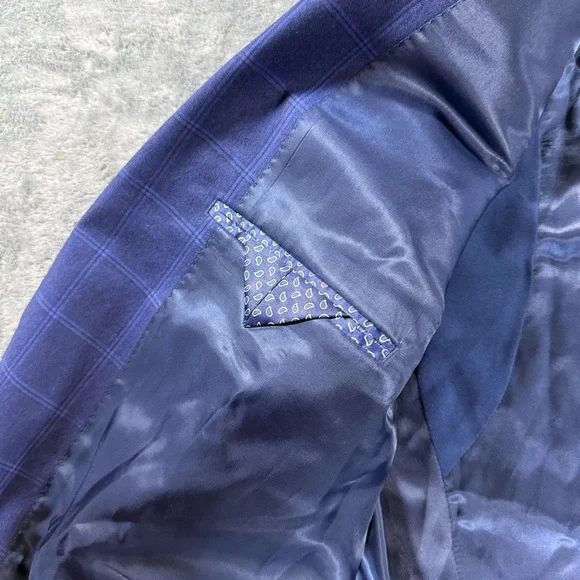 Lauren Ralph Lauren 48L Navy Blue Windowpane Sports Coat Blazer Suit Jacket - Picture 5 of 6